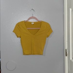 Yellow V Neck Crop Top